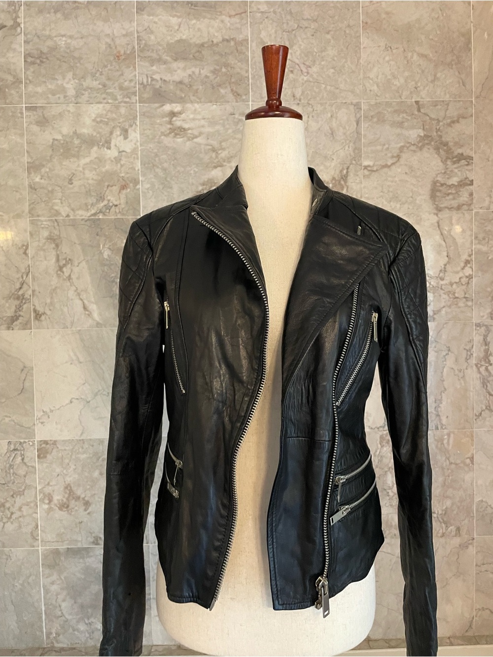 ZARA Woman Faux Leather Biker Moto Jacker - Picture 4 of 12